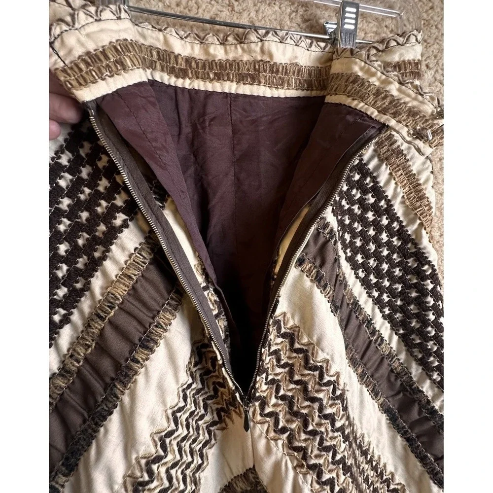 Vintage Gerd Inez Embroidered Chevron Midi Skirt EU 38‎ US 4 Scandinavian